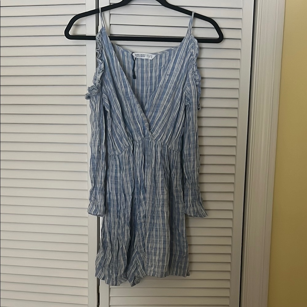 Zara Blue and White Striped romper